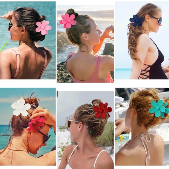 Set of 12 Vibrant Flower Hair Clips Collection - Picture 3 of 5